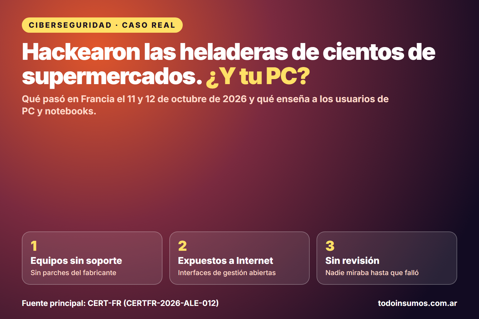 Del controlador de heladeras a tu PC: equipo sin soporte, sin actualizar, expuesto a Internet, con claves de fábrica y sin revisión