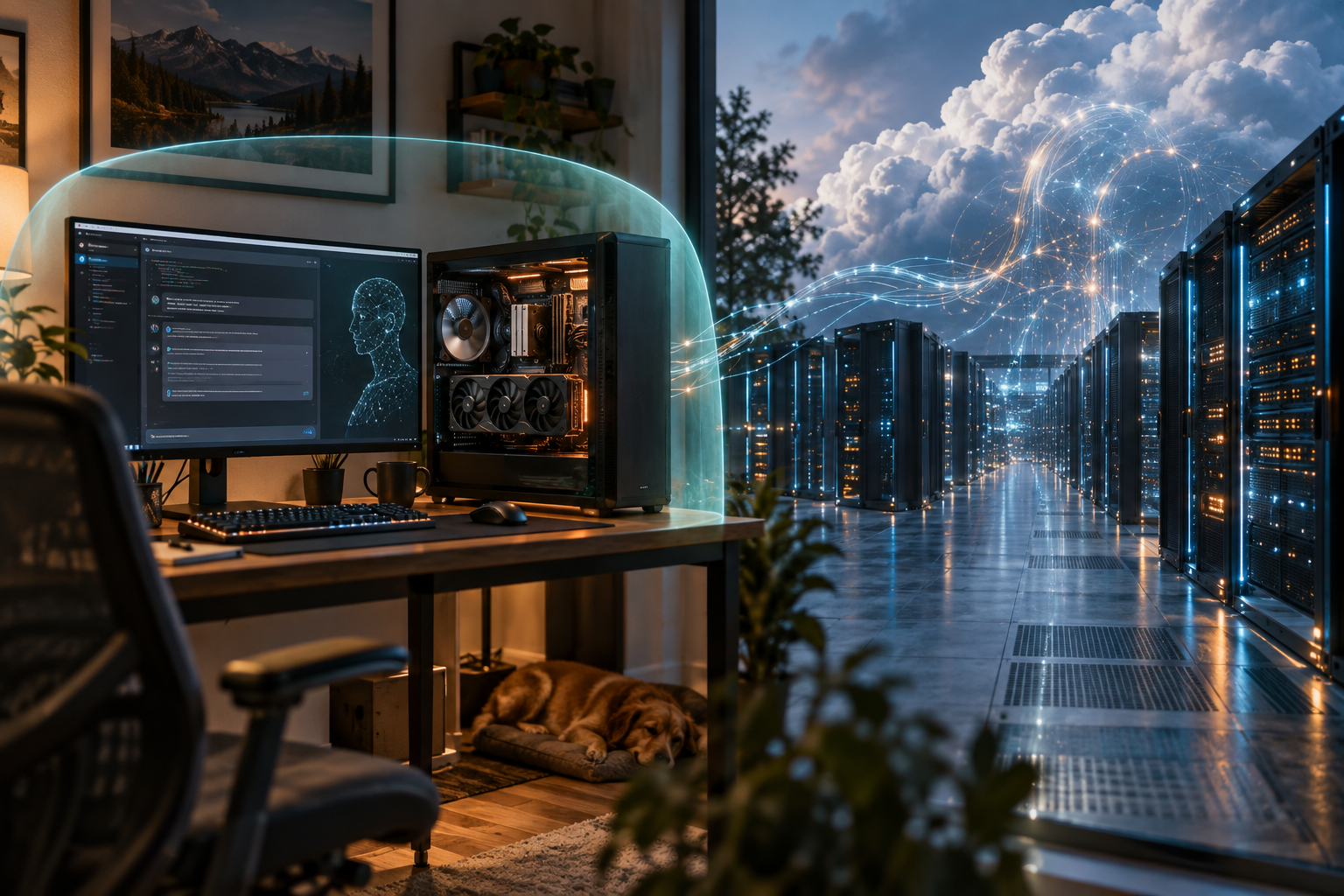 Comparación entre una inteligencia artificial local en una PC y servidores de inteligencia artificial en la nube