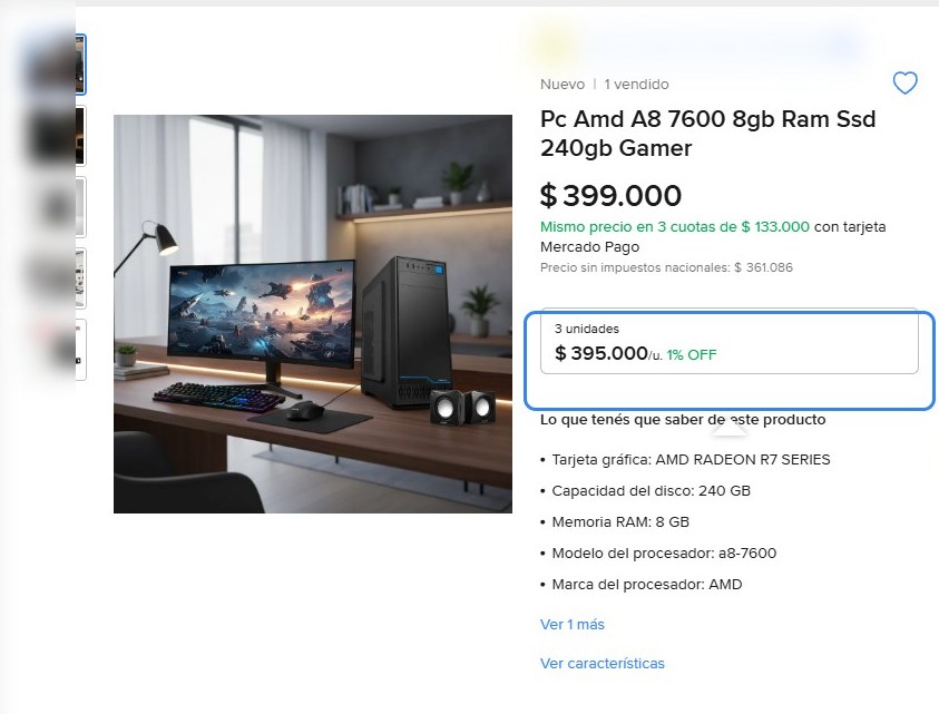 Publicación de PC AMD A8-7600 publicada como gamer