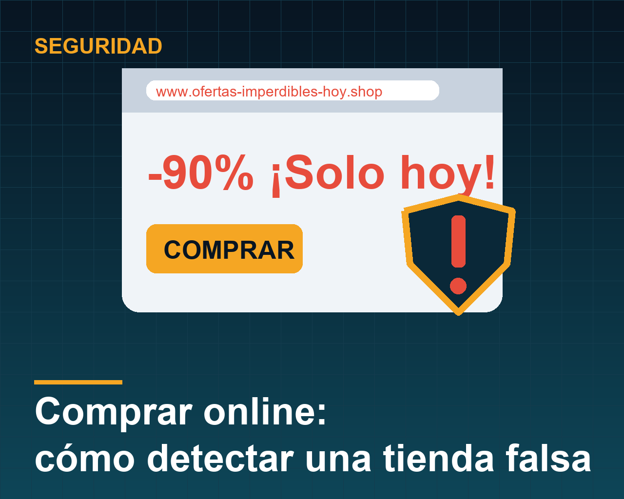 Ilustración: tienda online falsa con oferta del 90% de descuento