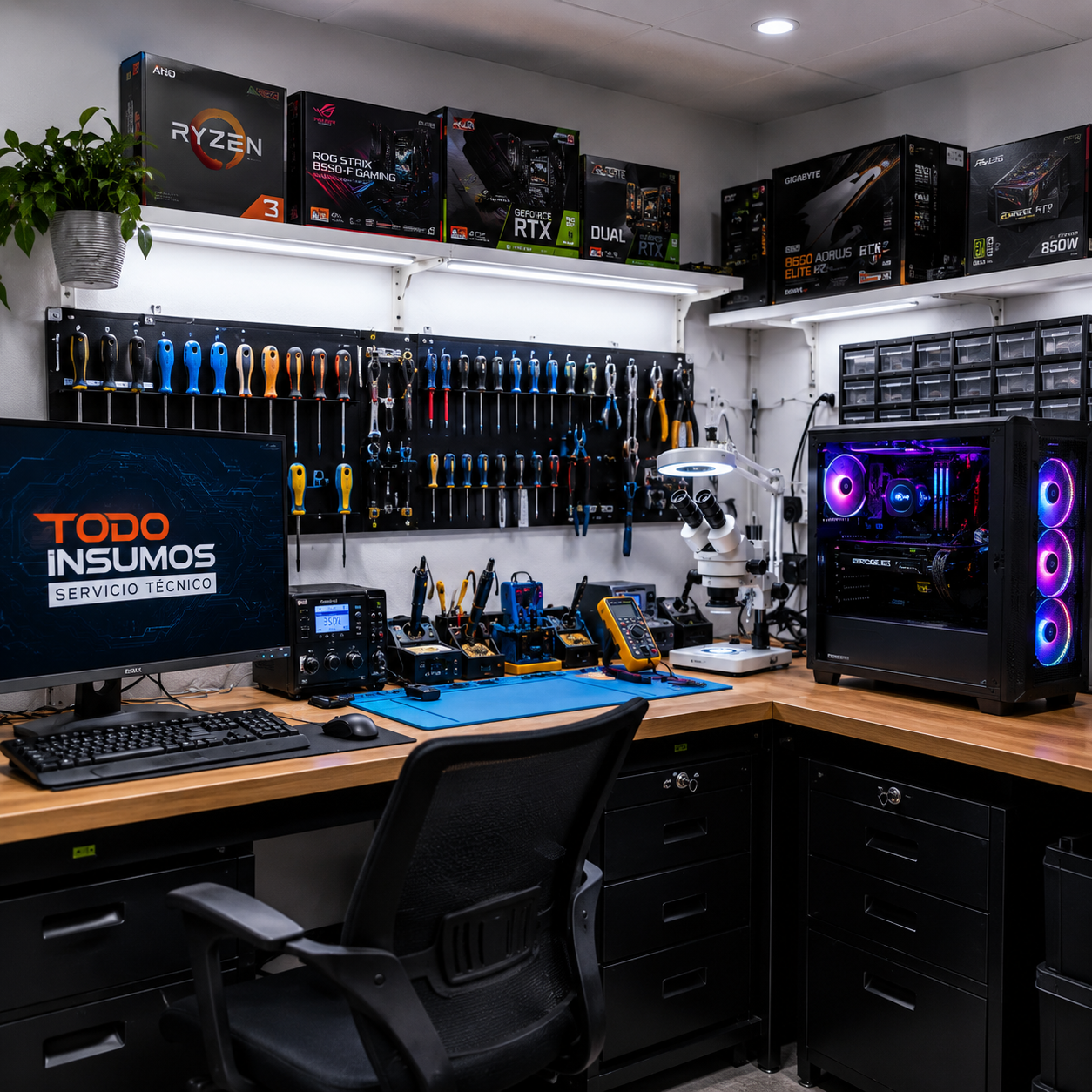 Consolas y equipos de gaming abiertos para mantenimiento