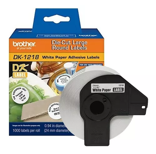 ROLLO ETIQ BROTHER DK1218 24MM REDONDA 1000 ETIQ