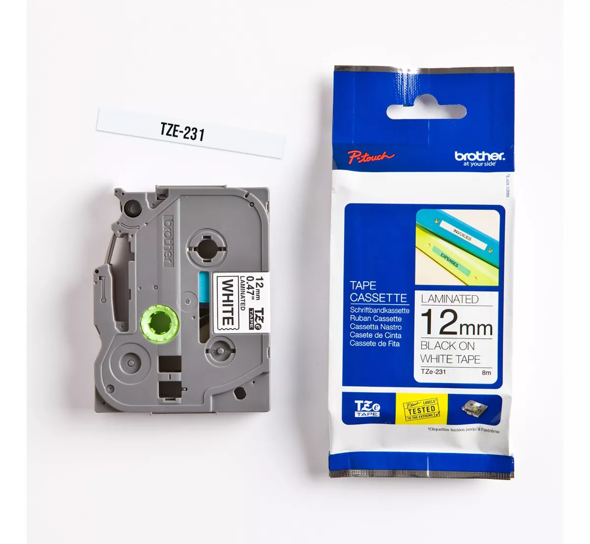 CINTA P/ROTU BROTHER TZES231 12MM ADHE EXT NEG/BLA