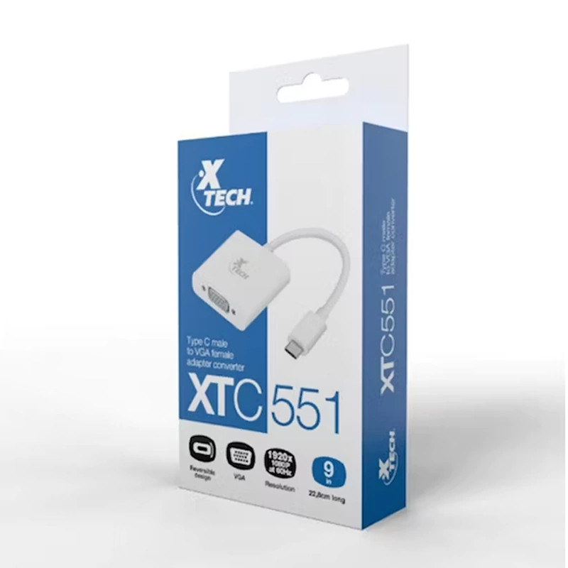 ADAPTADOR X-TECH C/CONEC TIPO-C MACHO A VGA HEMBRA