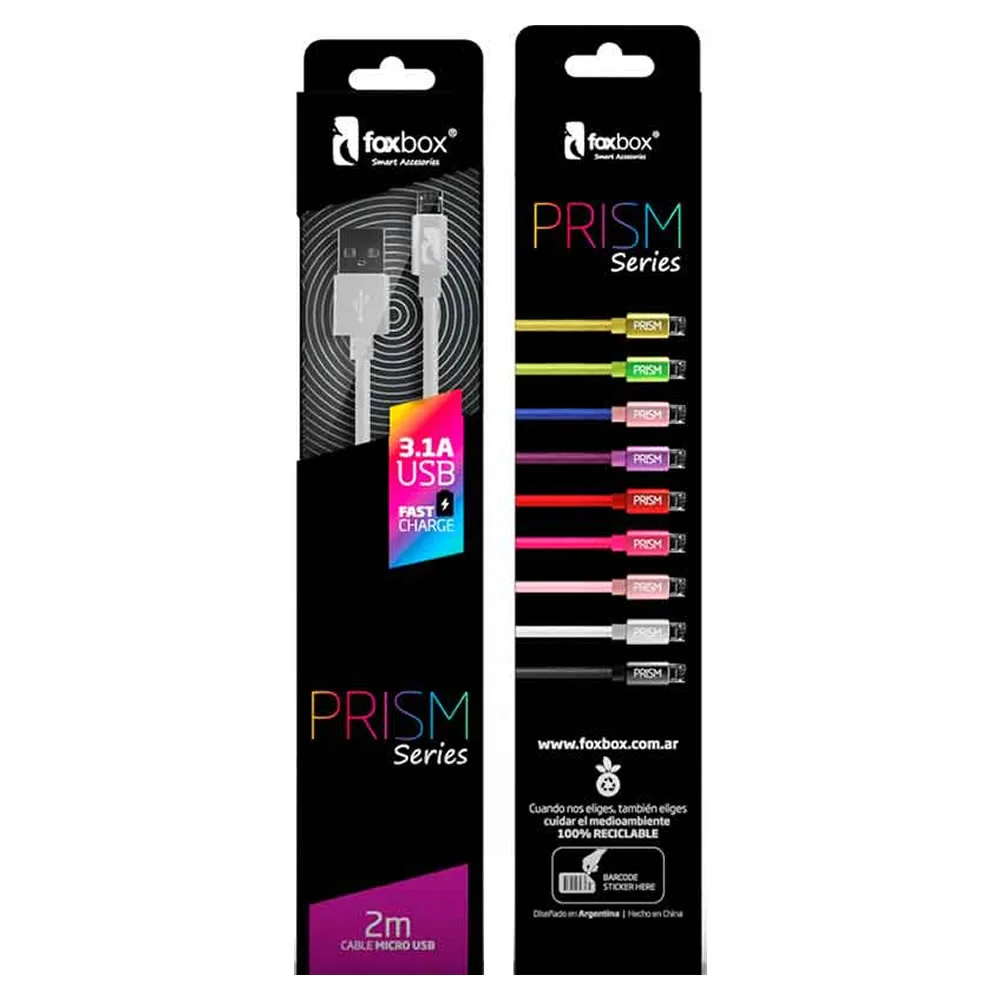 CABLE PRISM MICRO USB FOXBOX 2M BLANCO