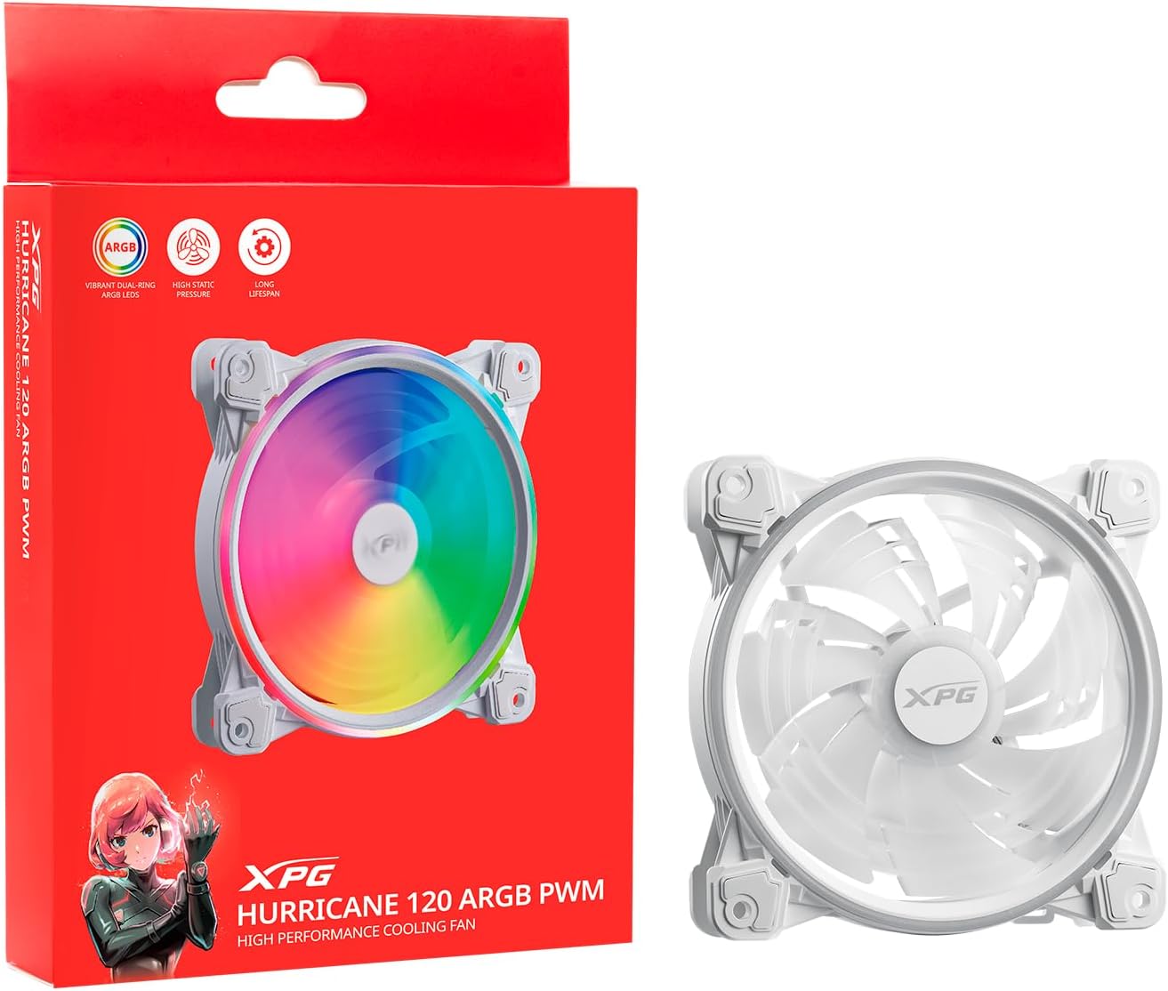 FAN XPG P/ GABINETE HURRICANE 120MM BLANCO ARGB