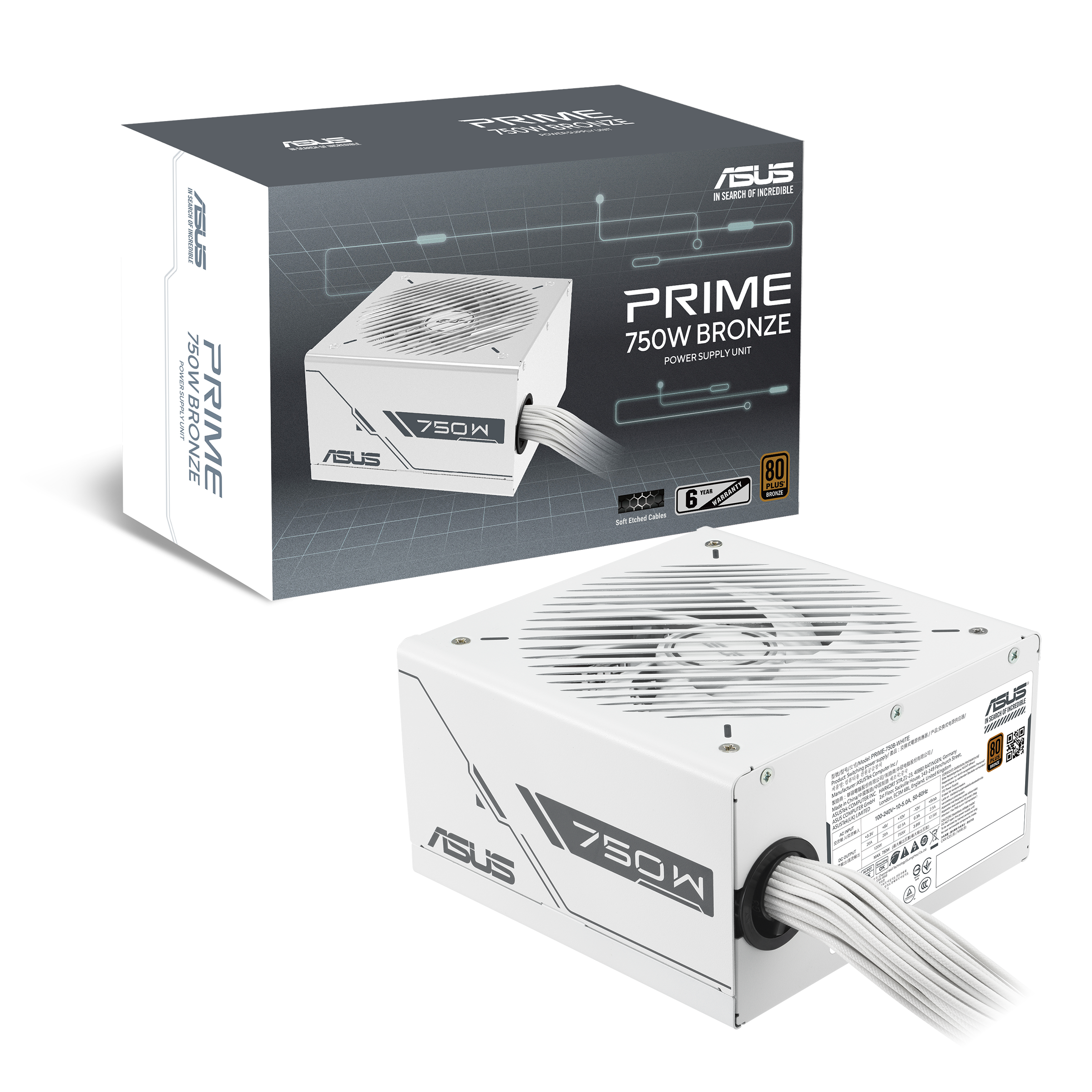 FUENTE 750W ASUS 80 PLUS PRIME 750B BRONCE WHITE