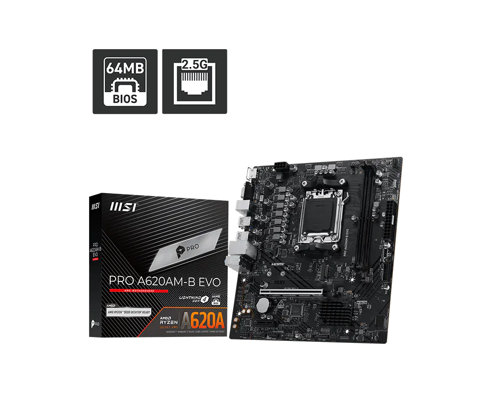MB MSI AM5 PRO A620AM-B EVO DDR5 BOX M-ATX