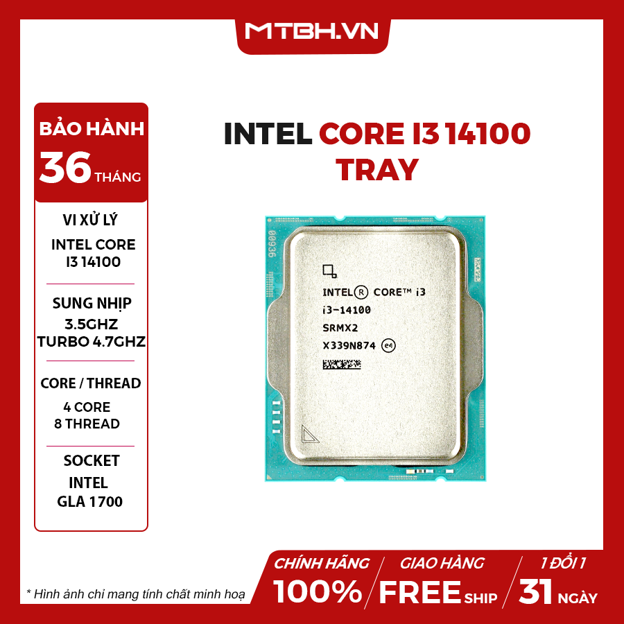 CPU INTEL CORE I3-14100 RAPTORLAKE S1700 TRAY (I)