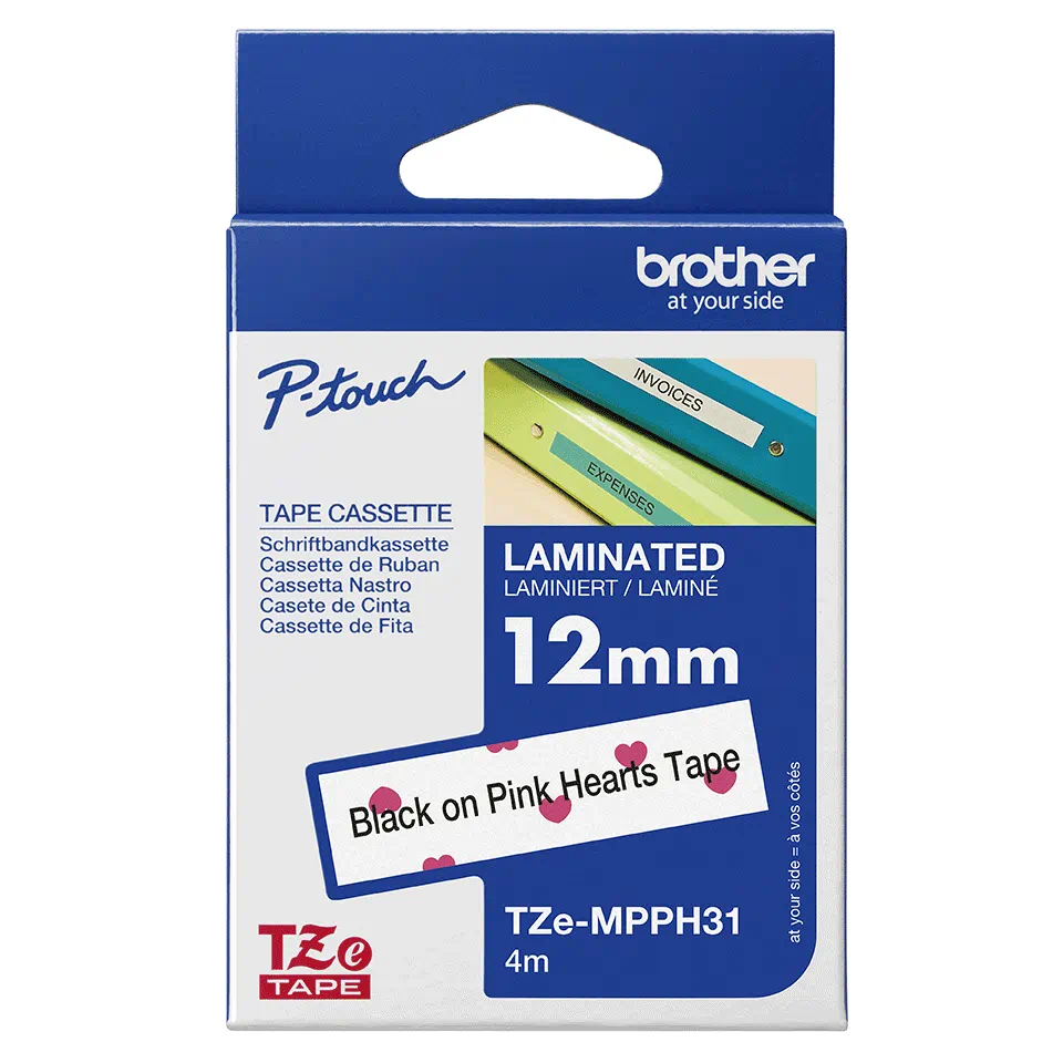 CINTA P/ROTU BROTHER TZEMPPH31 12MM CORAZON ROSA