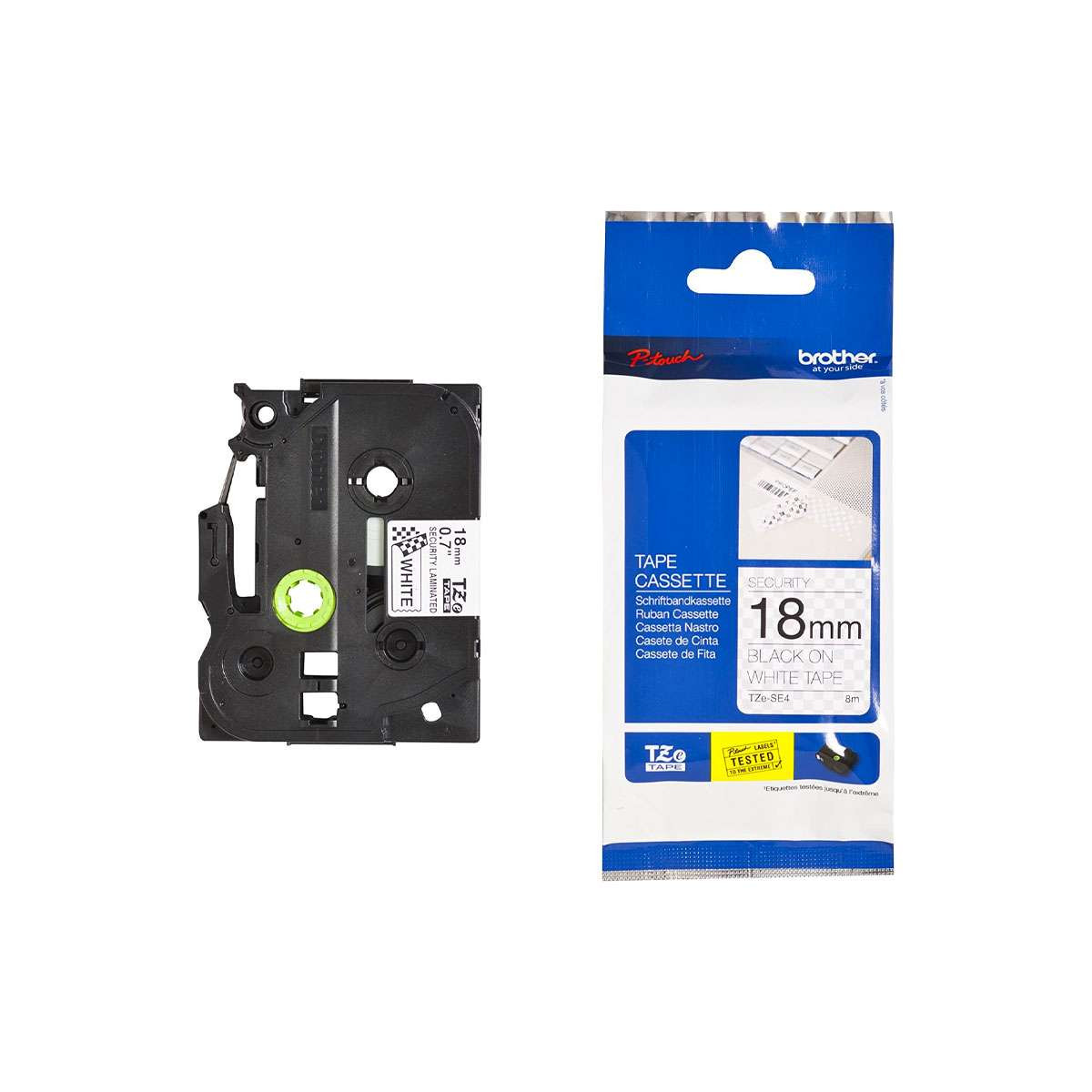 CINTA P/ROTU BROTHER TZESE4 18MM VOID NEGRO/BLANCO