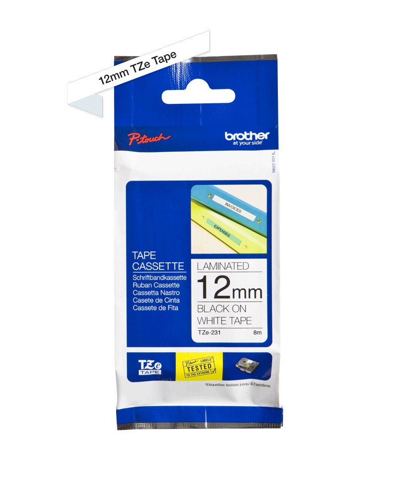 CINTA P/ROTU BROTHER TZE231 12MM NEGRO/BLANCO