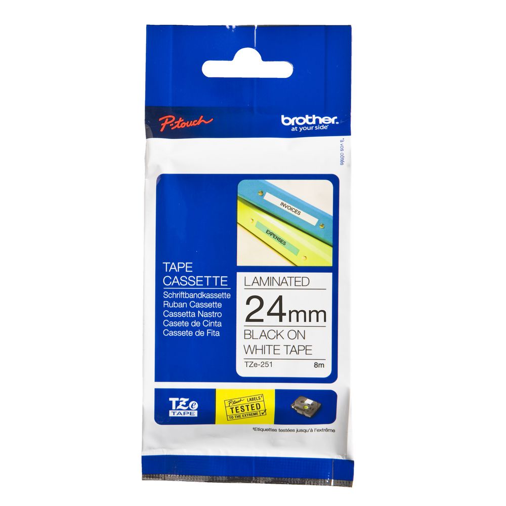 CINTA P/ROTU BROTHER TZE251 24MM NEGRO/BLANCO