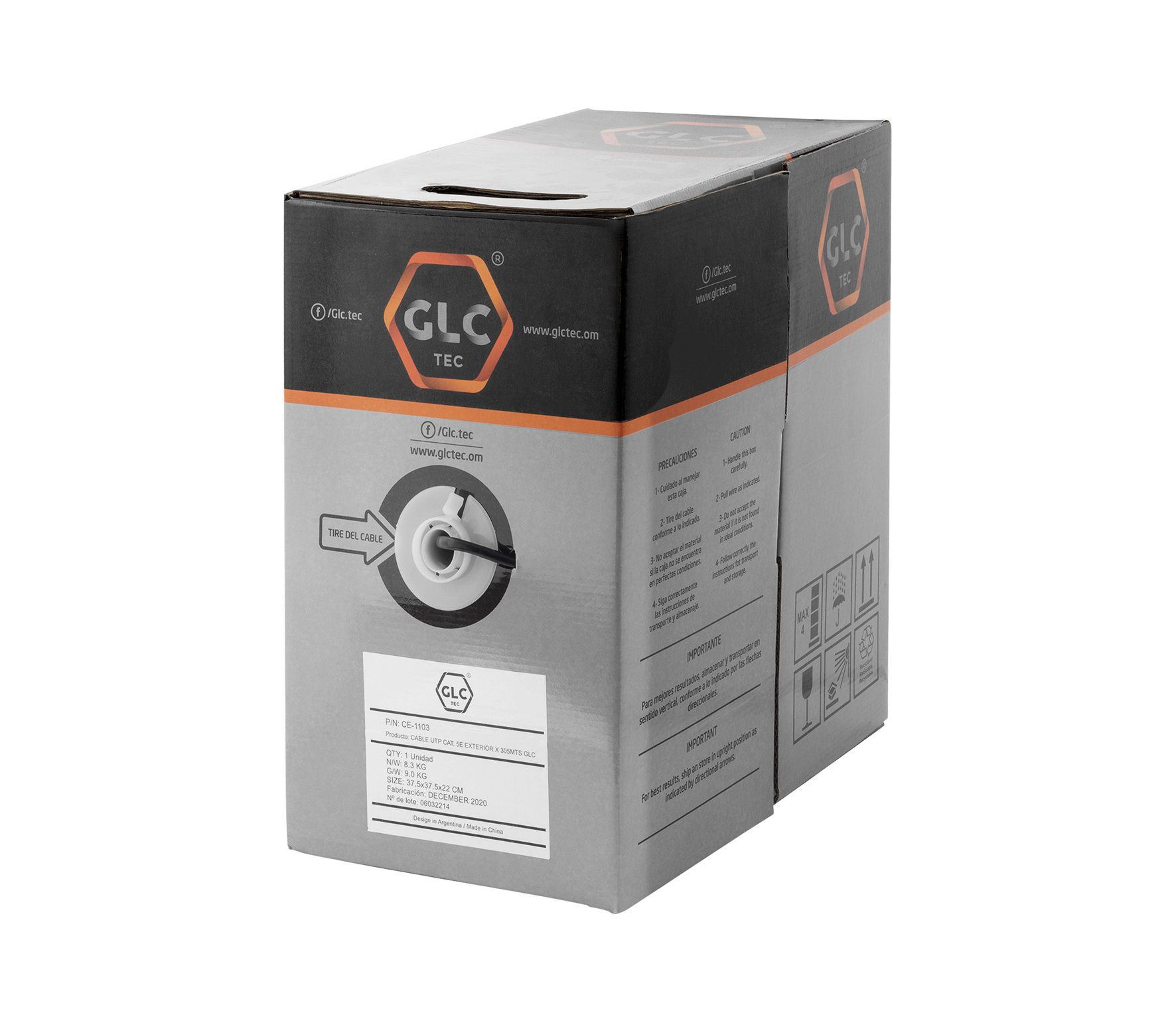 CABLE UTP CAT.5E 305MTS GLC EXTERIOR NEGRO