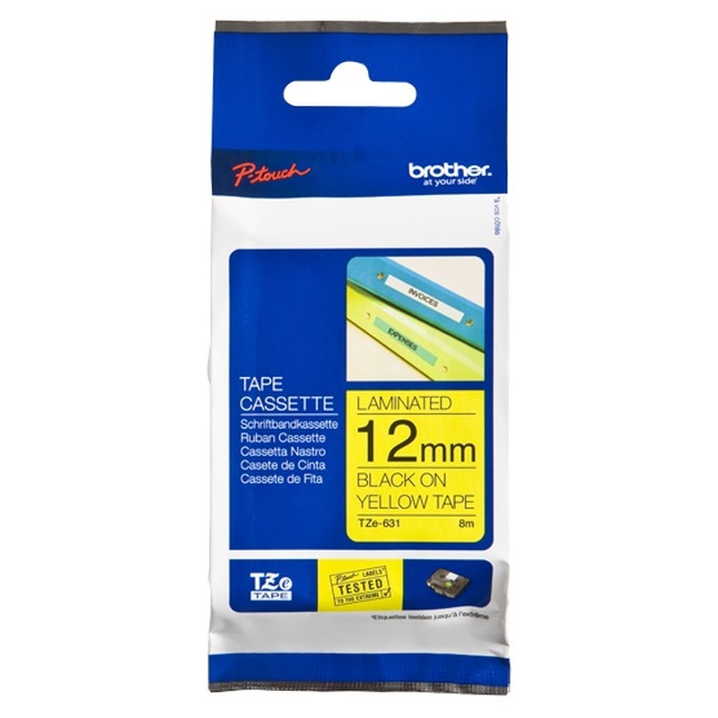 CINTA P/ROTU BROTHER TZE631 12MM NEGRO/AMARILLO