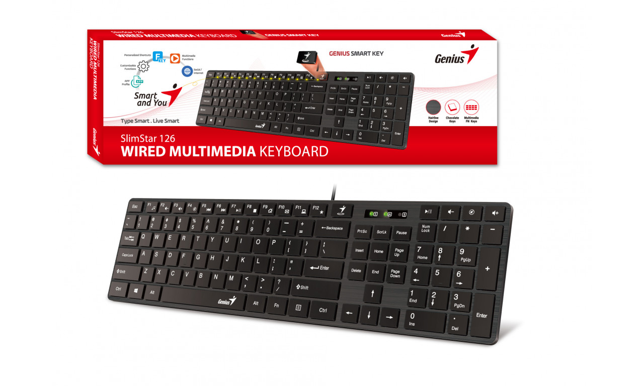 TECLADO GENIUS SLIMSTAR 126 SMART USB BLACK