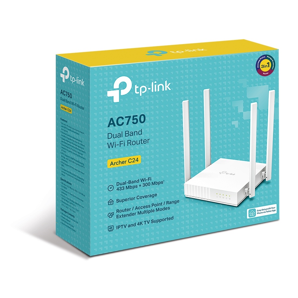 ROUTER 4P TP-LINK ARCHER C24 AC750 DUAL BAND