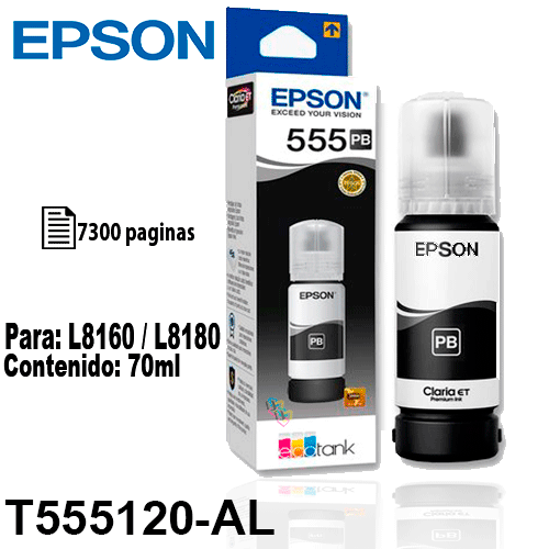 BOTELLA EPSON T555120-AL NEGRO FOTO P/L8160/L8180