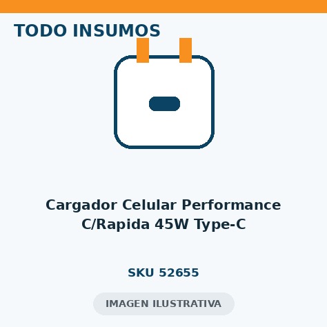 CARGADOR CELULAR PERFORMANCE C/RAPIDA 45W TYPE-C