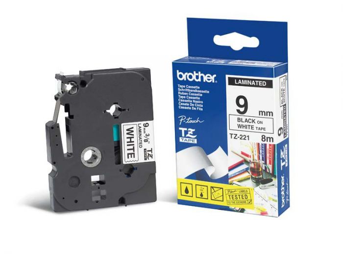 CINTA P/ROTU BROTHER TZE221 9MM NEGRO/BLANCO