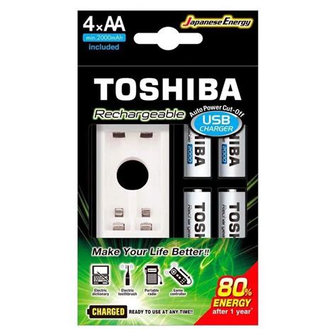 CARGADOR PILAS TOSHIBA 6GME4 (2 CANALES) + 4 PILAS