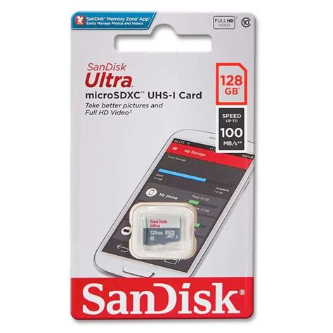 Memória Micro SD SanDisk Ultra 128GB 100MBs C10 - SDSQUNR-128G-GN3TA