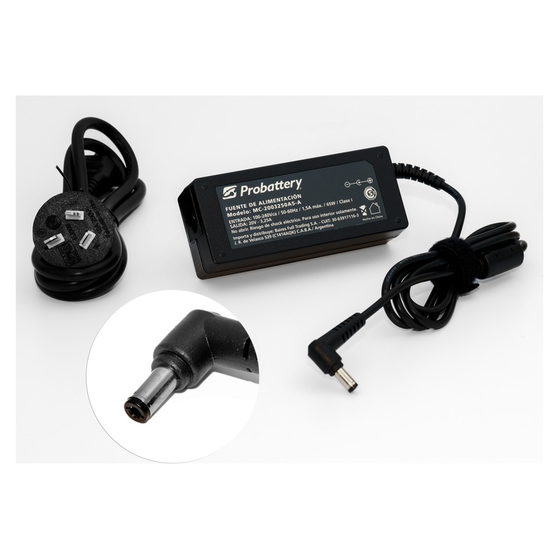 CARGADOR DE NOTEBOOK - 20V.3,25AH - 65W - (PLUG: OUT 5,5MM 12MM) -LENOVO/OLIVETTI/BANGHO/DELL MC-2003250A5-A PROBATTERY