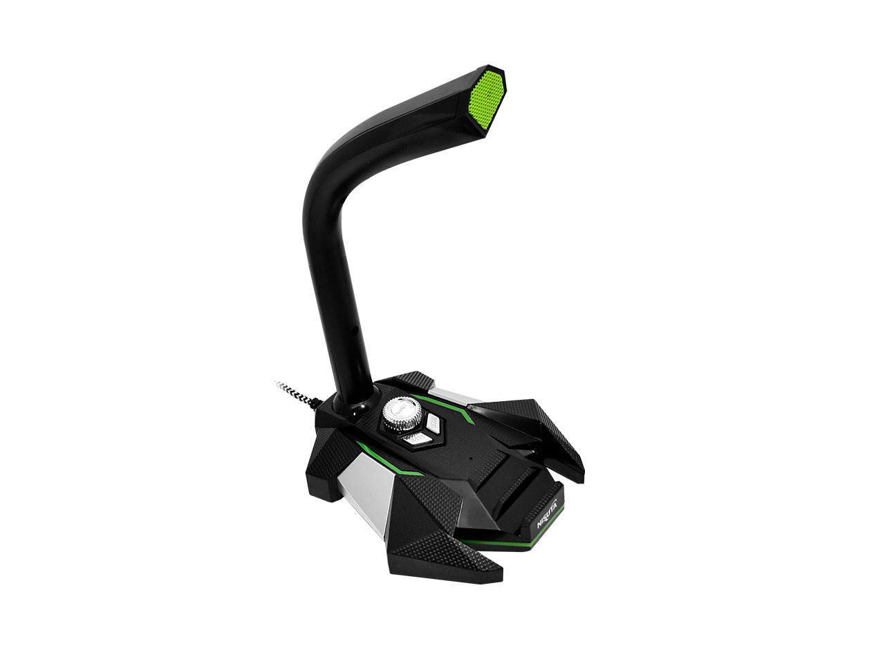 MICROFONO GAMING C/SALIDA AURICULAR, LED, BASS, VOLUMEN VERDE NSMICGU2 NISUTA