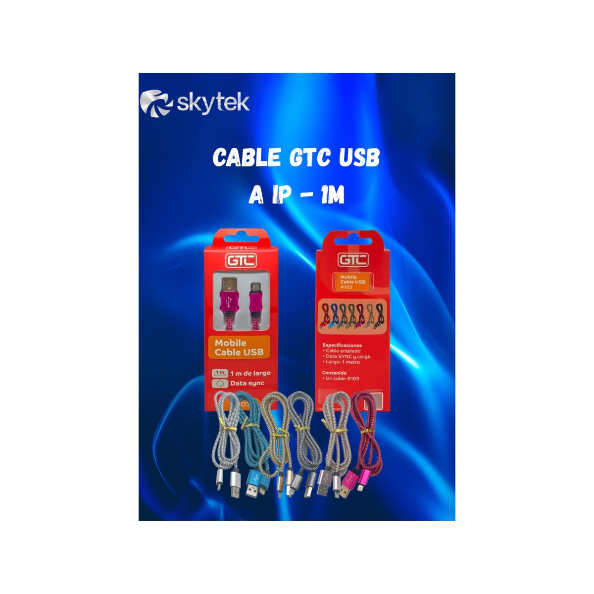 CABLE IPHONE MALLA DE TELA GTC