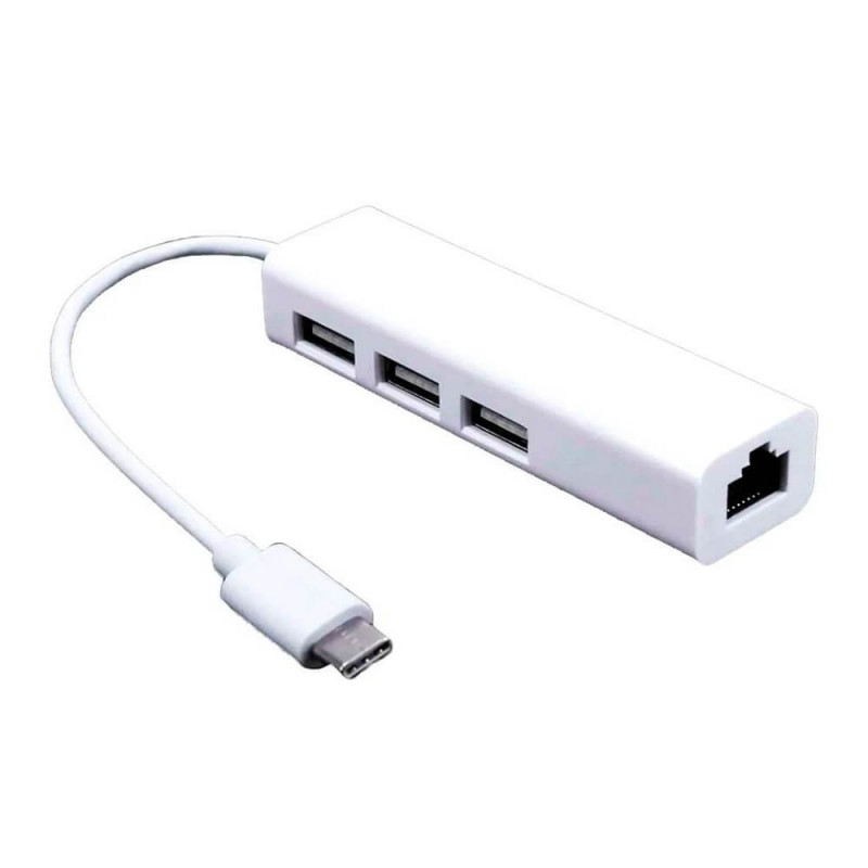 ADAPTADOR TIPO C A 3 USB 2.0 + RJ45 NM-TC40 NETMAK