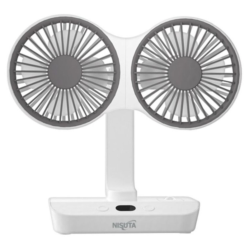 VENTILADOR DOBLE PORTATIL CON OSCILACION RECARGABLE NSFANUPD NISUTA