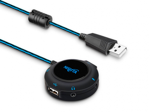 CONVERSOR USB A PLACA DE AUDIO 7.1 CON HUB NSCOUSAU7H NISUTA