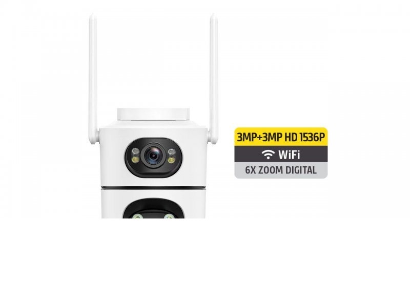 CAMARA DE SEGURIDAD WIFI IP PARA EXTERIORES DOBLE LENTE 3MP + 3MP NSIC633 NISUTA