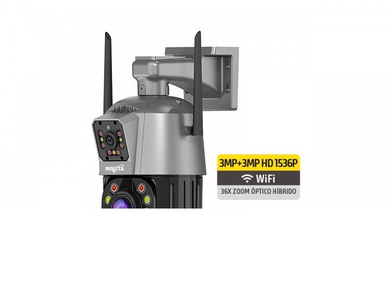 CAMARA DE SEGURIDAD WIFI IP PARA EXTERIORES LENTE DOBLE 3MP + 3MP ZOOM 36X NSIC833Z NISUTA