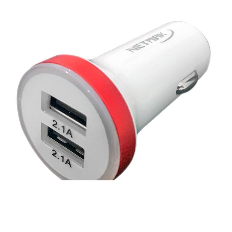 CARGADOR 12V DOBLE USB 2.1 ROJO NM-UCC3R NETMAK