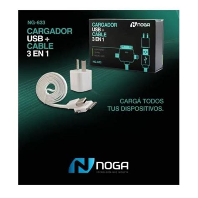 CARGADOR CON CABLE 3 EN 1 NG-633 NOGA