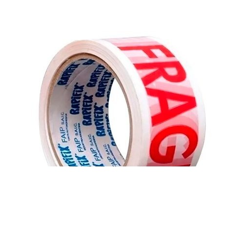 CINTA ADHESIVA FRAGIL 48MM X 50MTS FONDO BLANCO RAPIFIX