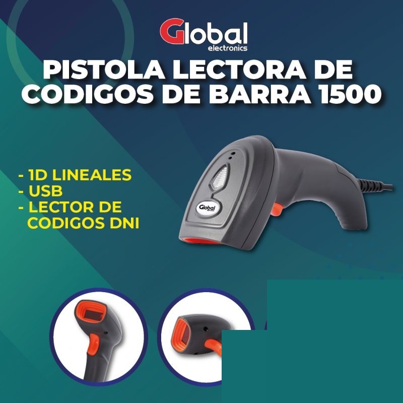 LECTOR DE COD DE BARRA 1D LINEALES USB GLOBAL