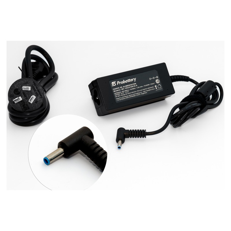 CARGADOR DE NOTEBOOK - 19.5V 2.31AH - 45W - (PLUG: OUT 4,5MM * INS 3,0 MM) - HP PUNTA CELESTE-1952310K10-K/1952310A10-A PROBATTERY