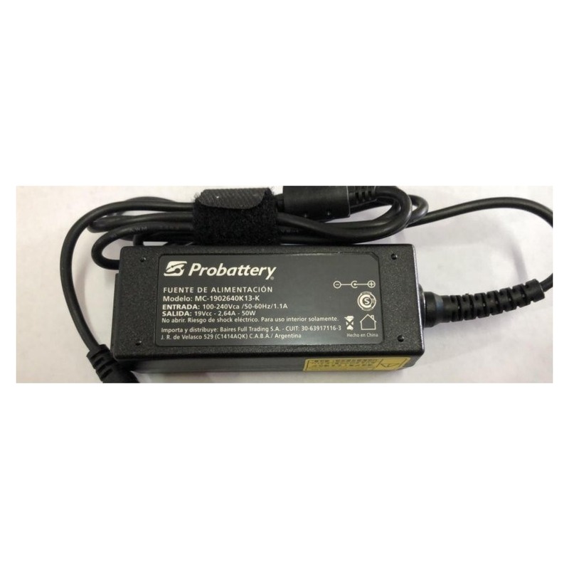 CARGADOR DE NOTEBOOK - 19V 2.64AH - 50W - (PLUG: OUT 3,0MM * INS 1,0MM) - SAMSUNG MC-1902640K13-K PROBATTERY