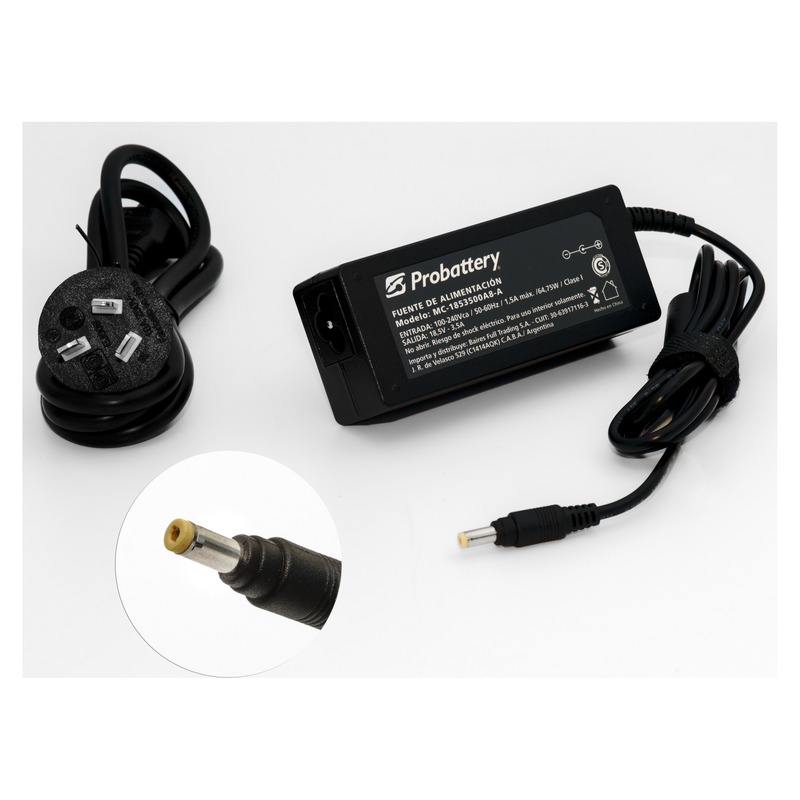 CARGADOR DE NOTEBOOK - 18.5V 3.5AH - 65W - (PLUG: OUT 4,8MM * INS 1,7MM) FINO - HP MC-1853500A8-A PROBATTERY