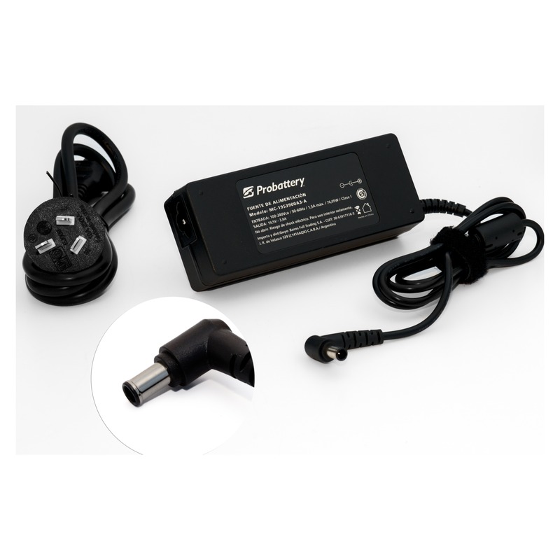 CARGADOR DE NOTEBOOK - 19.5V 3.9AH - 76W - (PLUG: OUT 6,5MM * INS 4,4MM) - SONY MC-1953900A3-K PROBATTERY