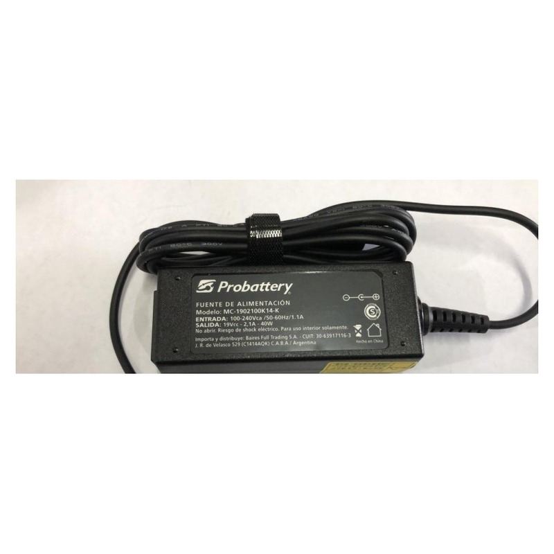 CARGADOR DE NOTEBOOK - 19V 2.1AH - 40W - (PLUG: OUT 2,5MM * INS 0,7MM) - ASUS / EXXON MC-1902100K14-K PROBATTERY