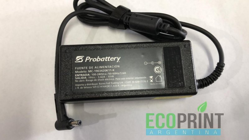 CARGADOR DE NOTEBOOK - 19V 3.42AH - 65W - (PLUG: OUT 4,0MM x INS 1,35MM) - ASUS ULTRABOOK MC-1903420A11-A PROBATTERY