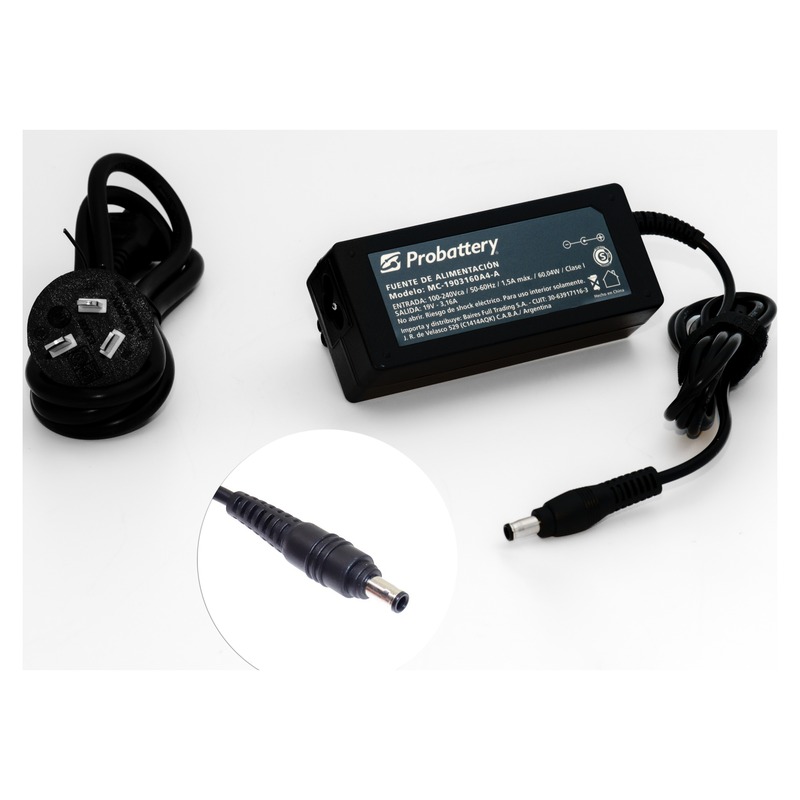 CARGADOR DE NOTEBOOK - 19V 3.16AH - 60W - (PLUG: OUT 5,5MM 10MM) - SAMSUNG MC-1903160A4-A PROBATTERY