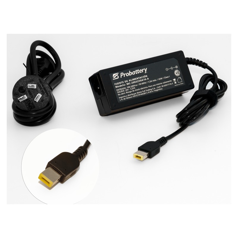 CARGADOR DE NOTEBOOK - 20V 3.25AH - 65W - (PLUG: CUADRADO 10,5MM X 4,5MM ) - LENOVO YOGA MC2003250A16-K PROBATTERY