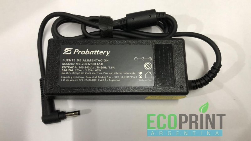 CARGADOR DE NOTEBOOK - 20V.3,25AH - 65W - (PLUG: OUT 4,0MM 11MM) - LENOVO MC-2003250A12-A PROBATTERY