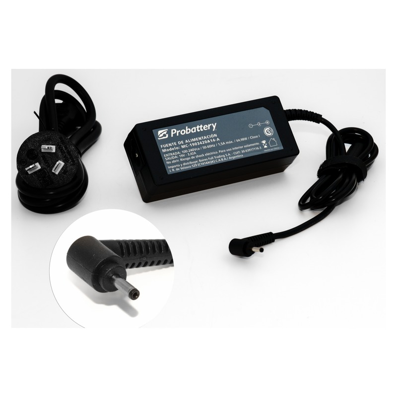 CARGADOR DE NOTEBOOK - 19V 3.42AH - 65W - (PLUG: OUT 3,0MM x 1,1MM) - ULTRABOOK - ACER MC-1903420A14-A PROBATTERY