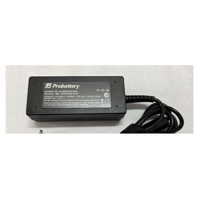 CARGADOR DE NOTEBOOK - 19V 2.37AH - 45W - (PLUG: OUT 3,0MM x 1,1MM) - ACER MC-1902370A14-A PROBATTERY