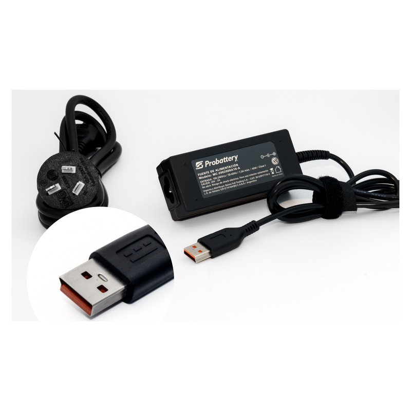 CARGADOR DE NOTEBOOK - 20V 2AH - 40W - (PLUG: CUADRADO CON MUESCA) - YOGA 3 - LENOVO MC-2002000A18-A PROBATTERY